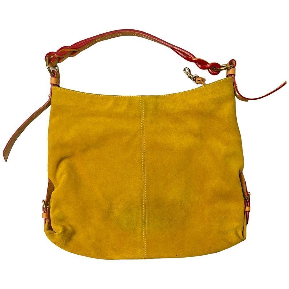 Vintage Dooney & Bourke Oversized Golden Suede Hobo Shoulder Bag Pre-Loved Cond - Picture 2 of 8